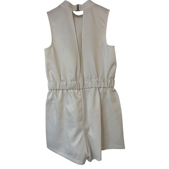 Glamorous White High Neck Romper S Summer Slit Back Elastic Waist New RA10077 - Picture 3 of 9